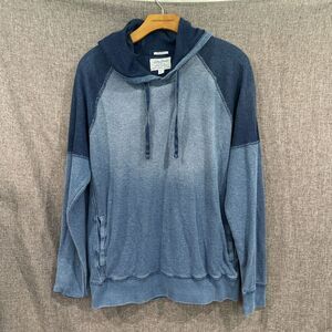 Lucky Brand Shirt Mens Large Blue Waffle Sweatshirt Hoodie True Indigo Pockets